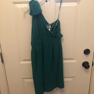 Paraella One Shoulder Emerald Green Mini Dress